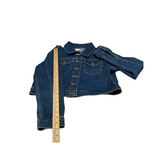 Calvin Klein Women’s Cropped Denim Jacket Blue Stretch Jean Size L - Picture 5 of 10